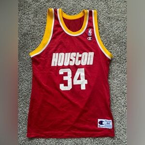 Hakeem Olajuwon Vintage Champion Jersey NBA Basketball Houston Rockets Sz 44 USA
